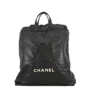 Chanel Backpack, 22 Large Leather AS3313, CHANEL Handbag, Black, Women's